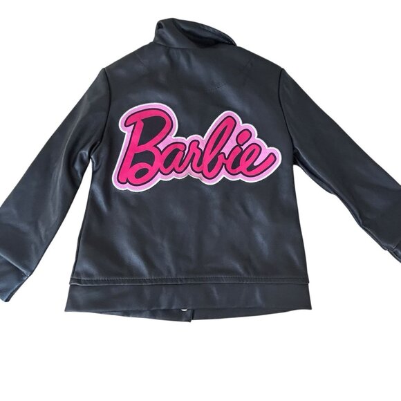 Mattel Barbie 2T Girls Faux Leather Jacket Black Grunge Goth Biker Classic Chic - Picture 1 of 10